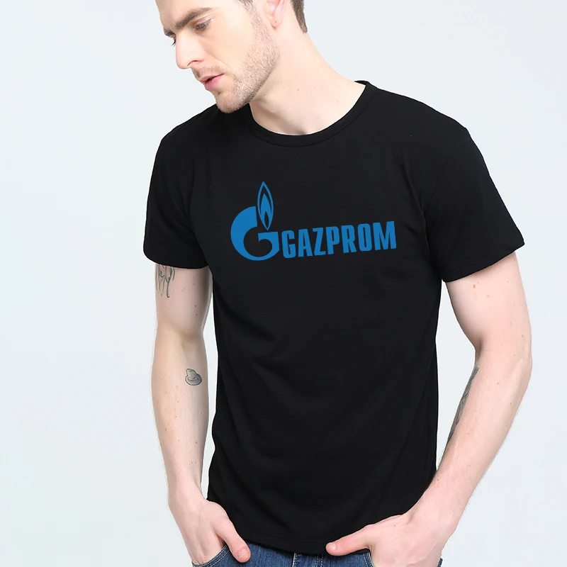 LOGO SEVEN SISTERS oil giant GAZPROM T-shirt cotton Lycra top Fashion Brand t shirt men new  high quality