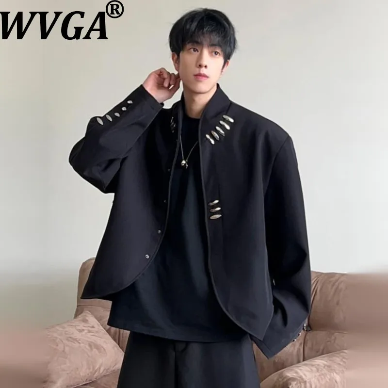 

WVGA Spring Autumn New Men Tide Dark Wear Turn-Down Collar Short Blazers Niche Chic Casual Shoulder Padded Suit Coats Ins W16190