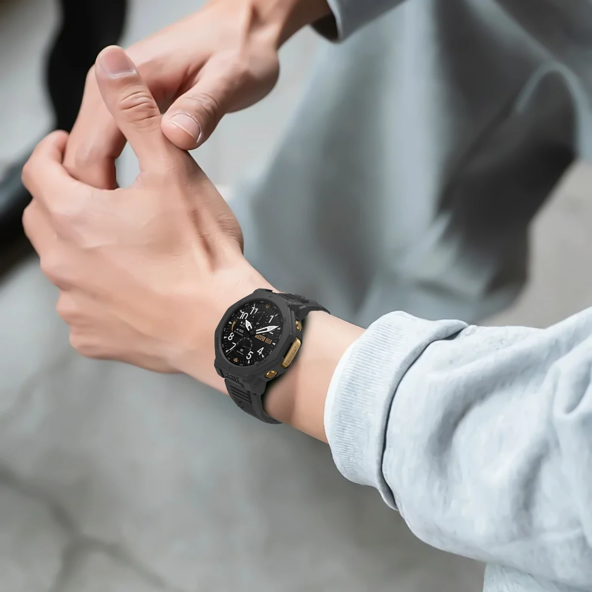 Etui na Amazfit T-Rex 3Pro 48mm [Bez osłony ekranu], ultracienkie, miękkie etui z TPU, odporne na wstrząsy, z ramką ochronną.