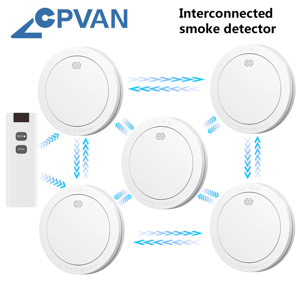 CPVAN Wireless Interlinked Smoke Detector 10 Years Battery 433Mhz Fire Smoke Alarm Protection Firefighters Equipment CE Approval