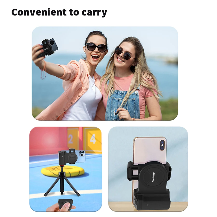 Desiontal Wireless Handle Phone Photo Holder, Stabilizer for Smartphone, Vlog Selfie, Remote Control, with 1/4 Screw Hole