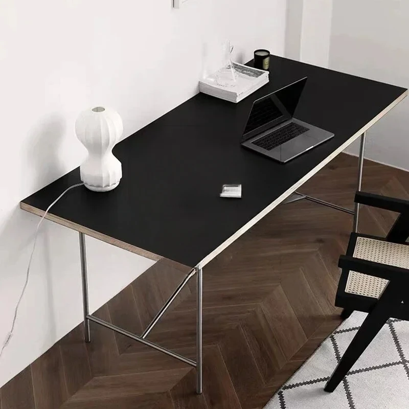 

Простой прямоугольный стол для конференций из цельного дерева, офисный стол, письменный стол для гостиной, мебель, ножка из нержавеющей стали