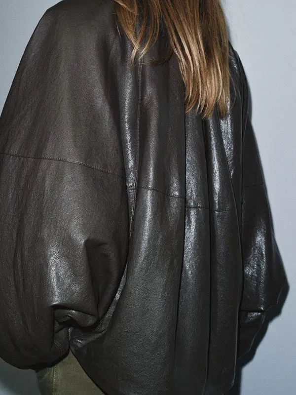 Faionable couro efeito piloto jaet casaco feminino inverno outerwear pele do plutônio longo sve efeito 3d superfície brilhante