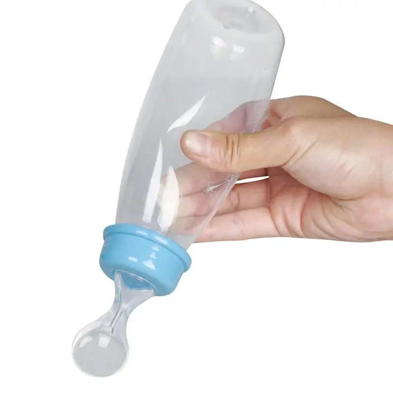 Food Grade Baby Squeezing Feeding Bottles 240ml Baby Rice Cereal Feeding Cup Bottle Feeder Spoon For Newborn Baby Infant