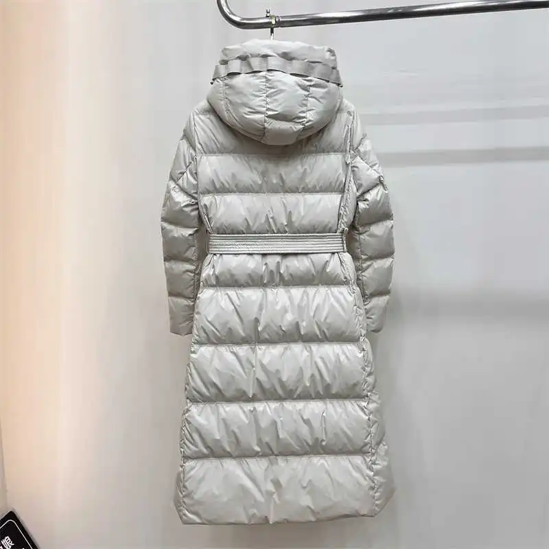 المرأة متوسطة طويلة سترة بيضاء أسفل الخريف الشتاء ضئيلة مقنعين الدافئة أسفل معطف الإناث ضئيلة سماكة طويلة سترات أبلى #6