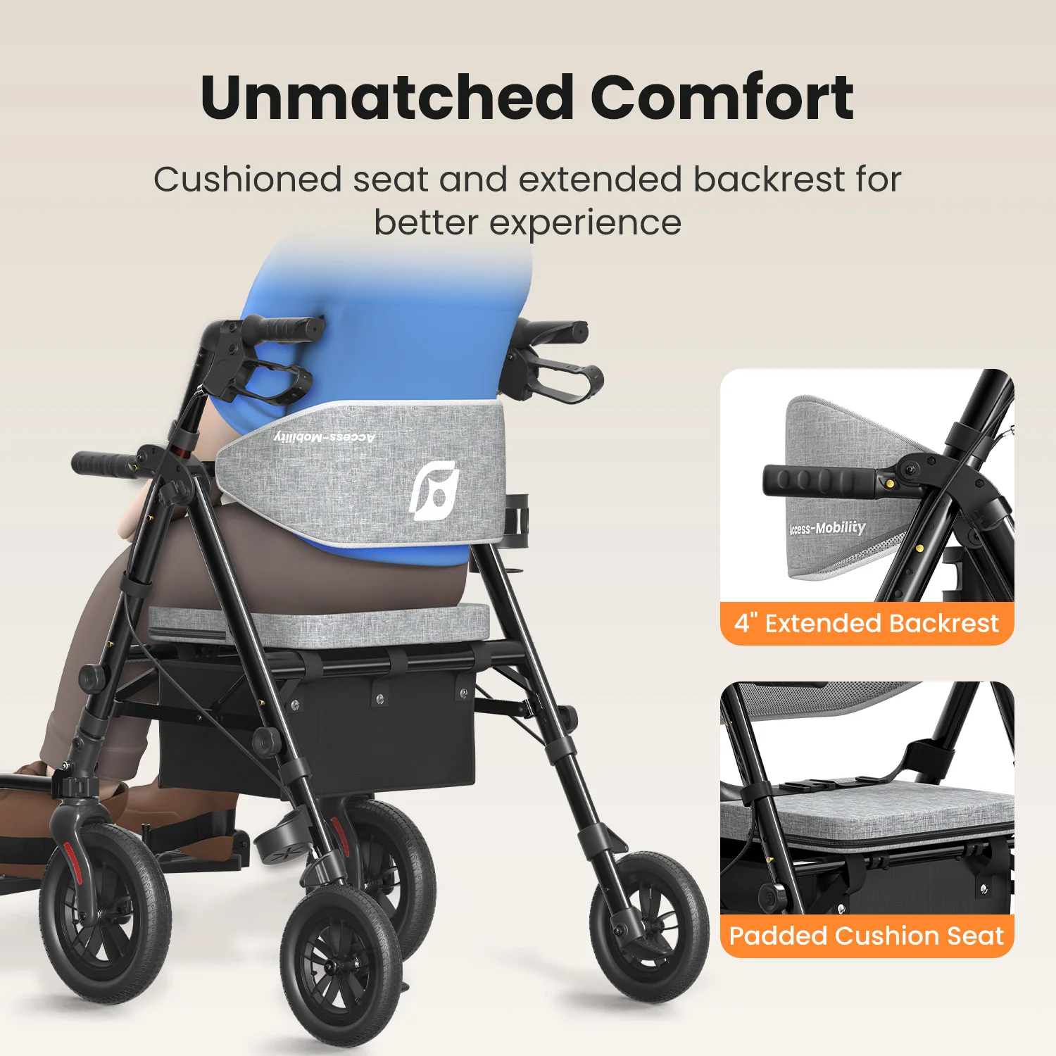 مشوا رولتر لكبار السن مع مقعد، مجموعة كراسي متحركة للمشاية، كرسي متحرك خفيف الوزن قابل للطي، مشوا للبالغين جميع المشايات #5