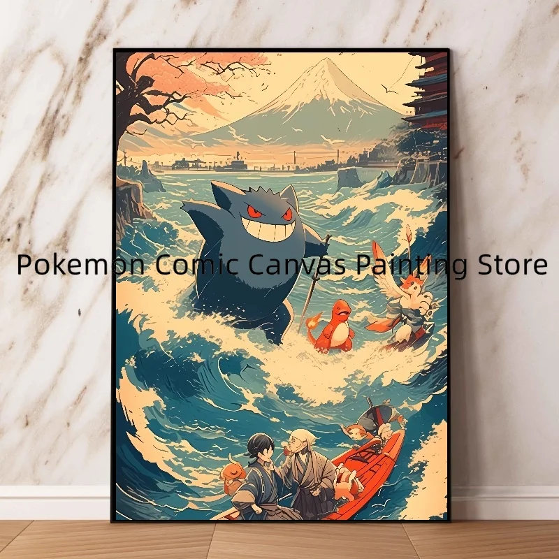 Canvas Decoration Painting Japan Cartoon Pokemon Pikachu Gengar Poster Anime Style Picture Print Art Home Living Room Decoration