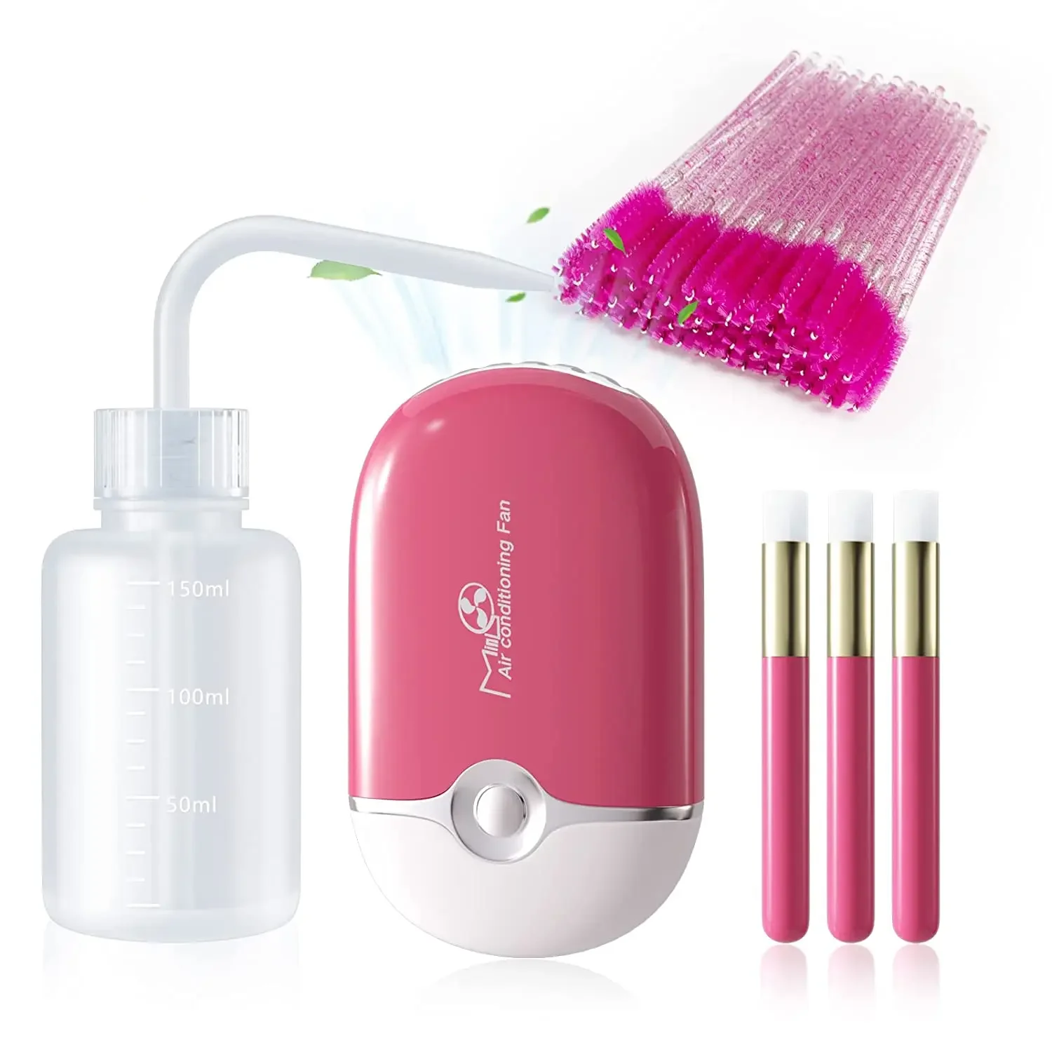 Wachlarz do rzęs Przedłużanie rzęs Mini Przenośne Akcesoria do rzęs z USB Suszarka Szczoteczka do szamponu Szczoteczki do tuszu Plastikowa butelka do mycia