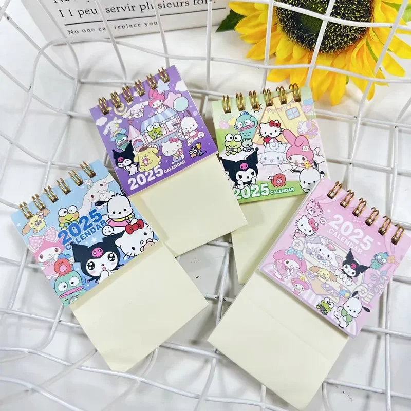 Mini 2025 Sanrio Kawaii Desk Calendar Kuromi Cartoon Pocket Anime Calendars Wholesale Hello Kitty My Melody Planner Decor Gifts