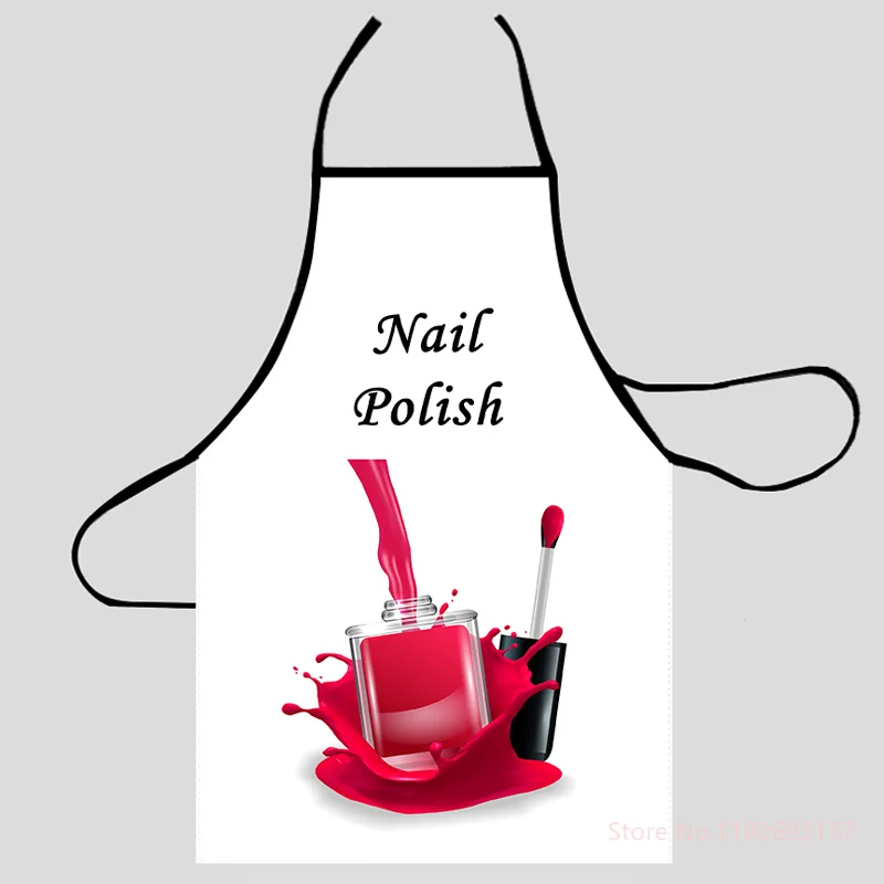 Fashion Design Nail Polish Apron Store Logo For Women Gift Oxford Fabric Cleaning Pinafore Home Cooking Accessories Apron