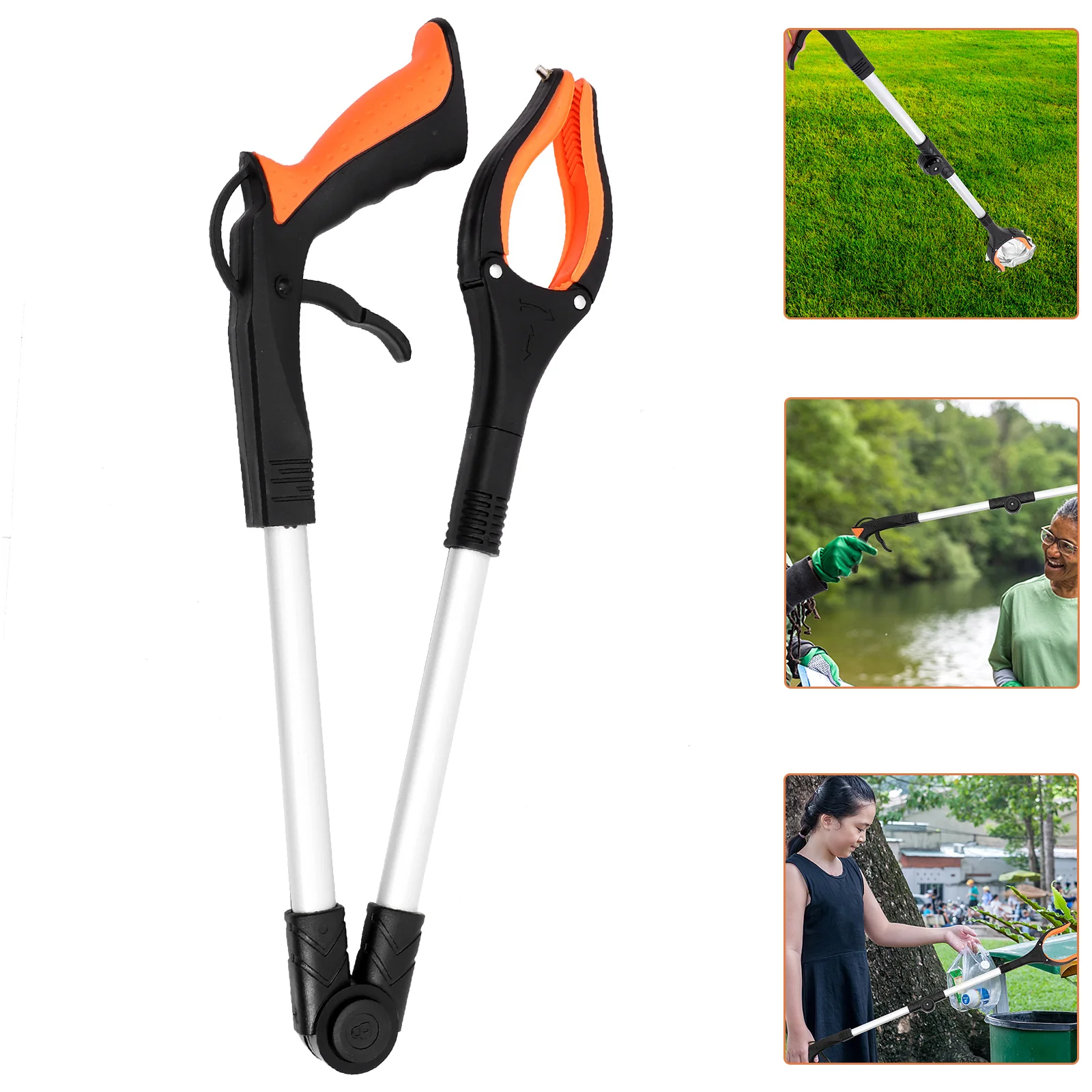 Recogedor de basura plegable de aleación de aluminio ABS, recogedor de arena duradero, accesorios para el hogar, estante de suelo limpio portátil naranja