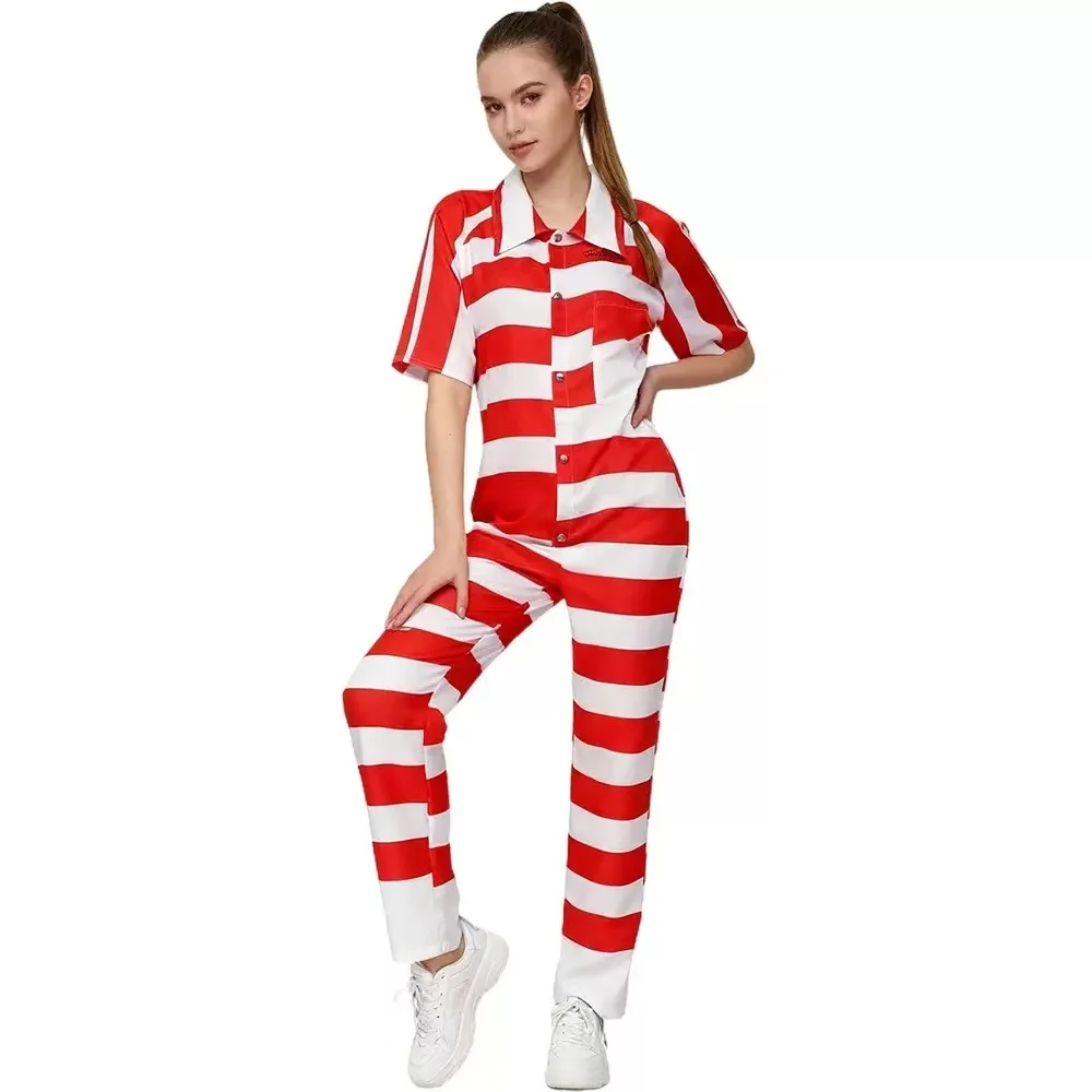 

Prisoner Cosplay Outfit, Jumpsuit, Stage Performance Wear, Festival & Party Costume