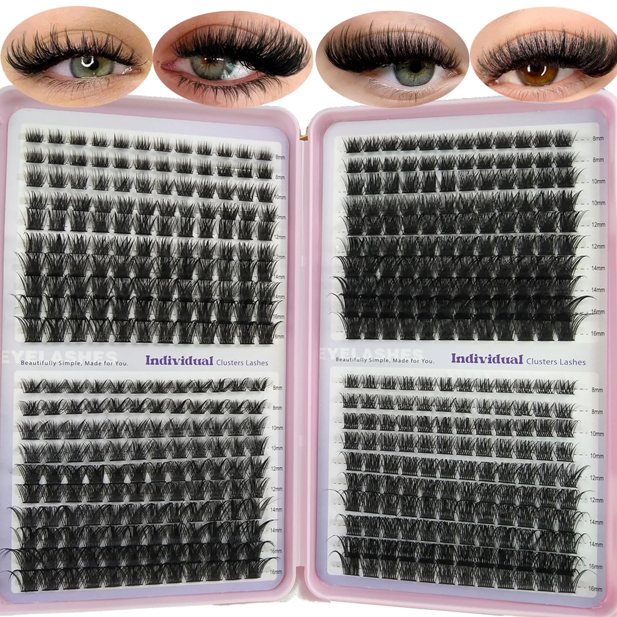 640 Individual Lashes Cluster D Curl Mix, Reusable