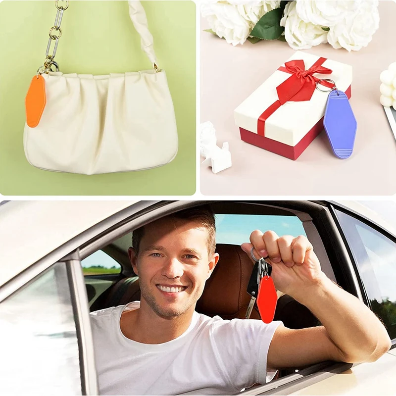 1Set Vintage Sublimation Blank DIY Ornament Motel Keychain Blank Hotel Key Tag For Vinyl Keychain Making