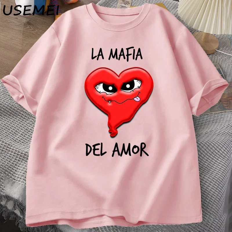 Camiseta con estampado divertido de la MAFIA del amor para hombre, camisetas Harajuku de moda, Tops de algodón de manga corta con cuello redondo, ropa de calle de verano