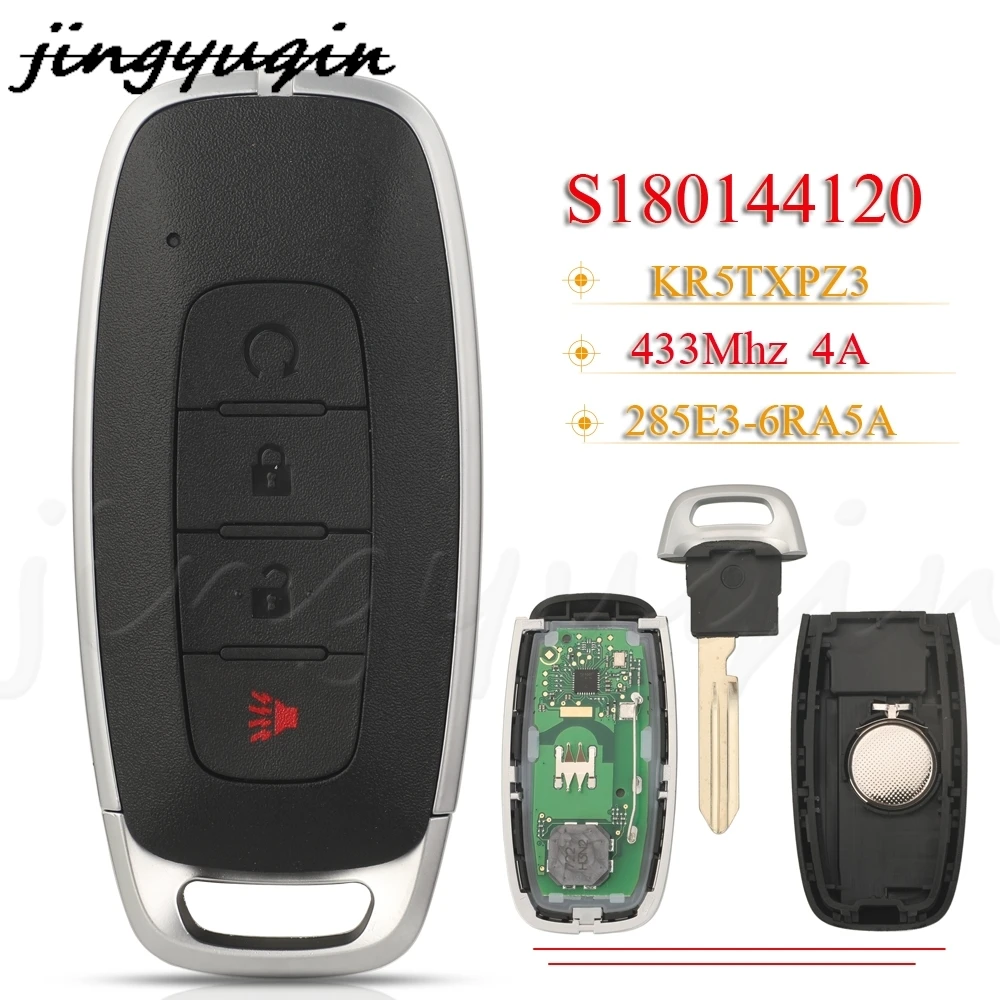 

JYQ S180144120 KR5TXPZ3 285E3-6RA5A Remote Smart Car Key 433MHz 4A For Nissan Kicks Rogue Pathfinder 2023 2024 Auto Keyless