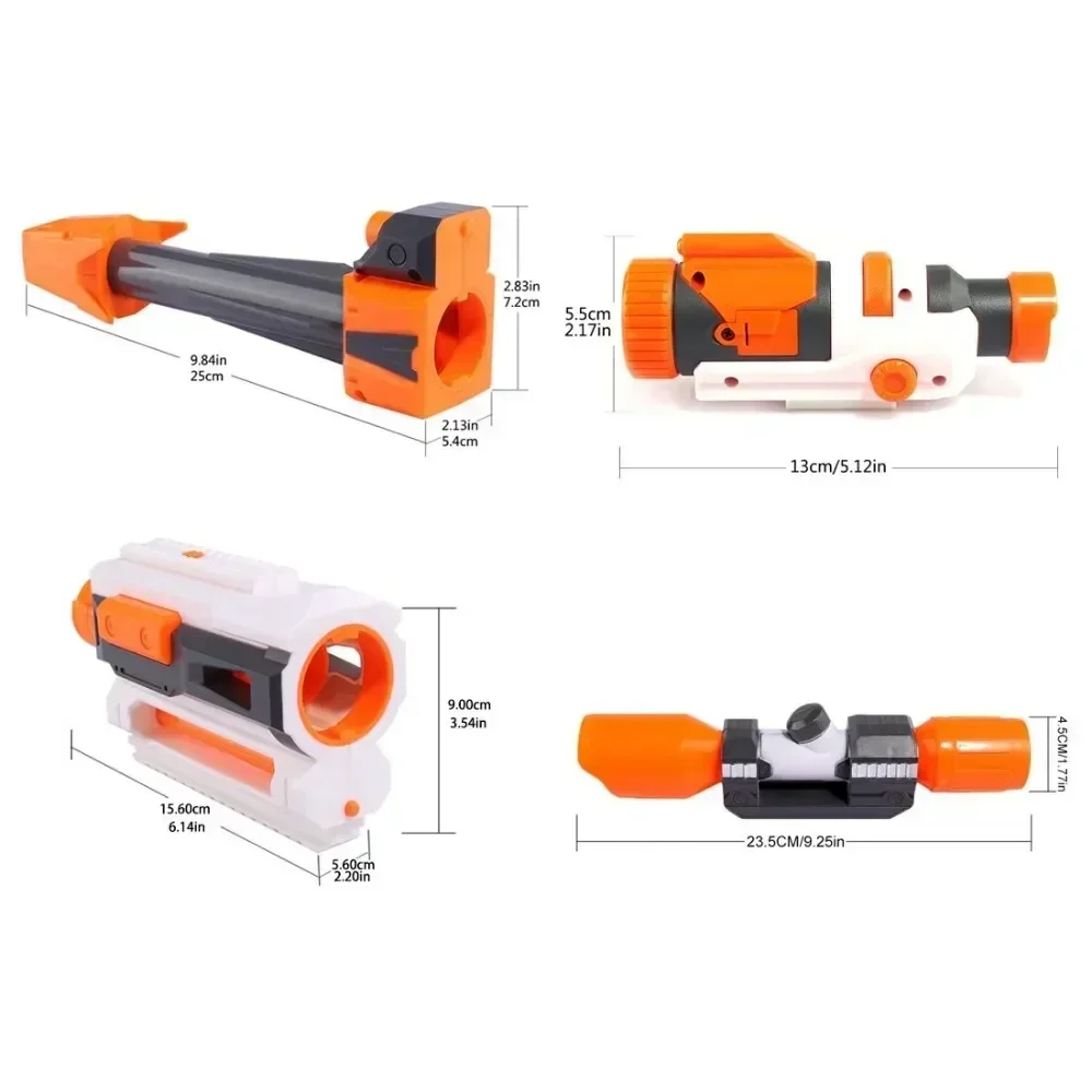 Nerf n-strike Eliteシリーズ用のユニバーサルおもちゃの銃アクセサリー,マフラーテール,ストック懐中電灯,柔らかい弾丸,改造