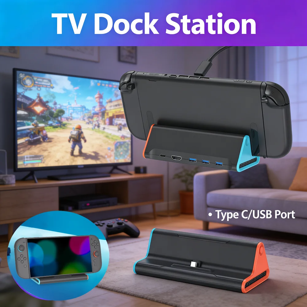 สำหรับอุปกรณ์เสริมเกม NS2 แท่นวาง HD Docking Station แบบ Type C USB3.0 ชาร์จเร็ว แท่นชาร์จคอนโซล รองรับการส่งสัญญาณภาพ 4K 60Hz