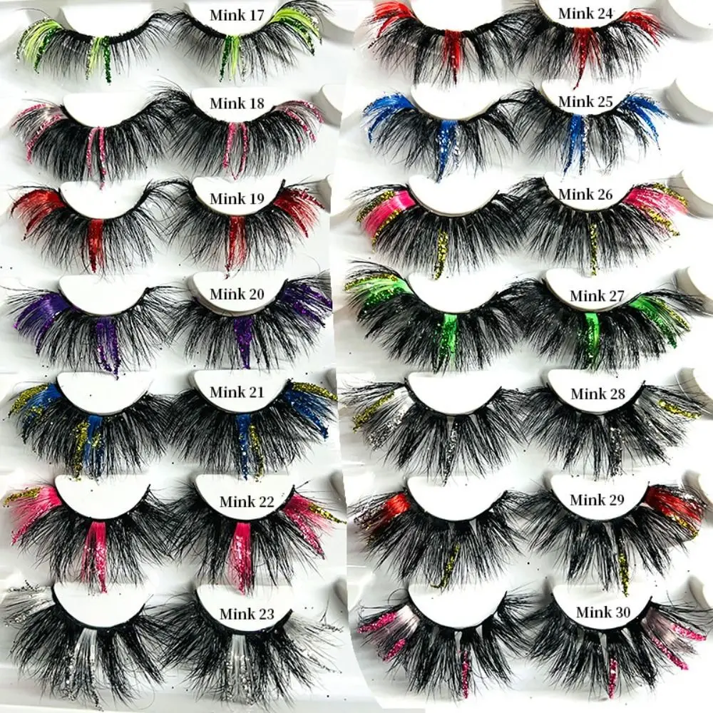 1 Pair Eye Extension Tools Natural Long Decorative Lashes Christmas False eyelashes Fluffy Sequins Colorful