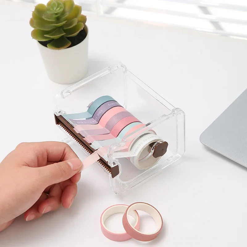 Washi Tape Dispenser for Desktop, Masking Tape Cutter, Evaluation Kawaii, Japanese Staacquering, School and Office Supplies, Cutter, Cutter, Mignon