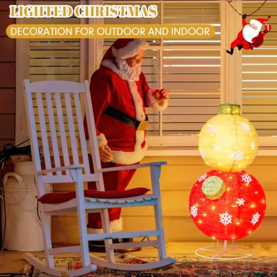 2 مجموعة كبيرة مضاءة المنبثقة تكويم زخرفة في الهواء الطلق عيد الميلاد الكرة زخرفة للزينة للطي ثلاثية الأبعاد قبل مضاءة ديسمبر