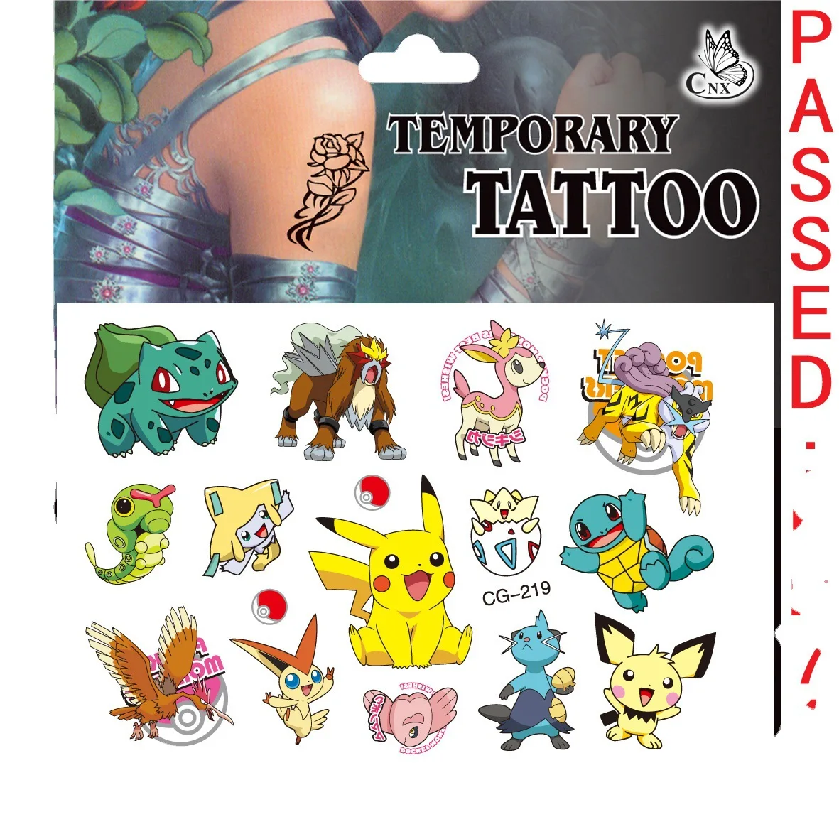 Pokemon Tattoo Stickers Waterproof Cute Pikachu Sticker Funny Cartoon Kids Girls Christmas Birthday Gift Reward Toy