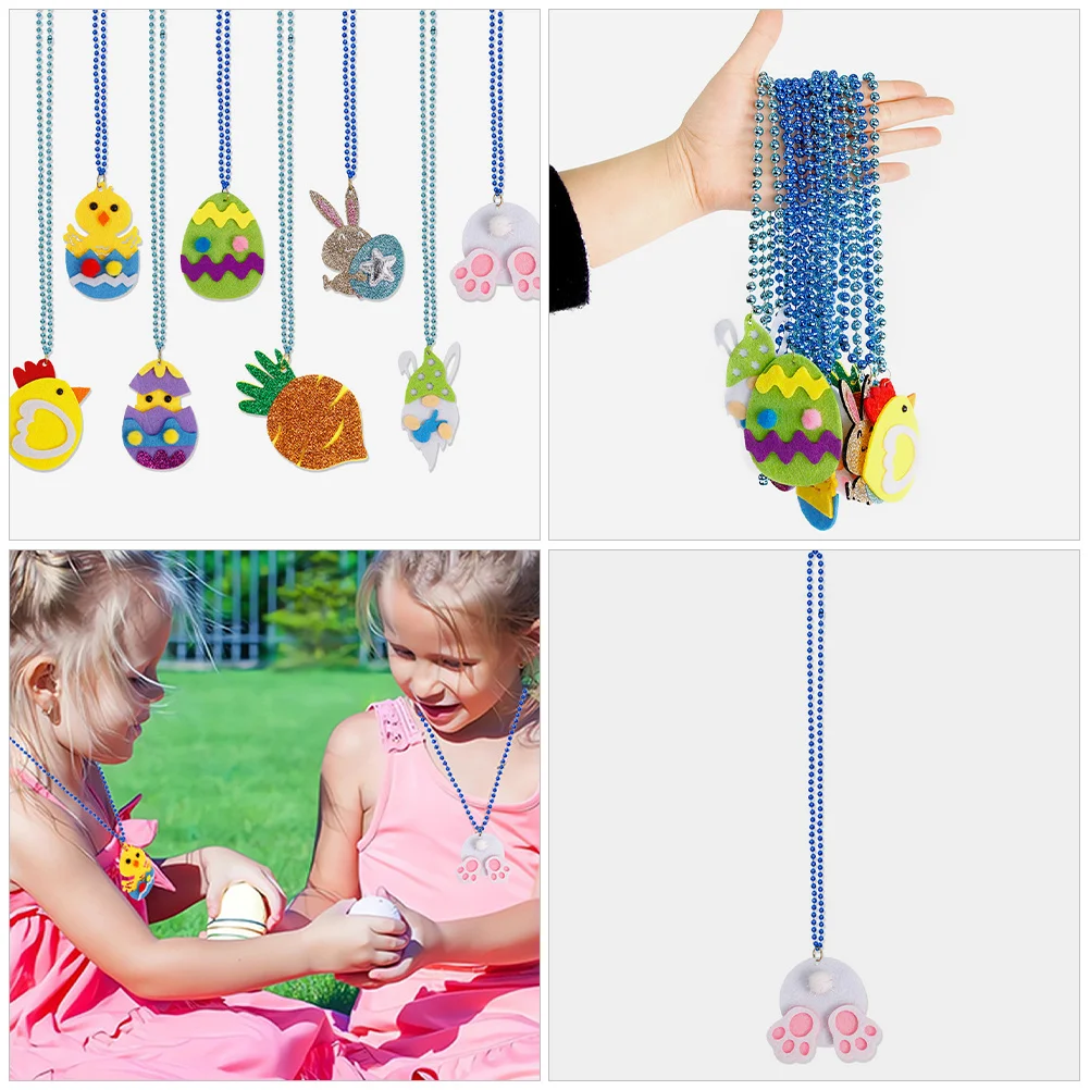 

8Pcs Easter Necklace Kids Pendant Delicate Festival Jewelry Birthday Mother's Day Gift Easter Necklace Party Dress Up Neck Chain