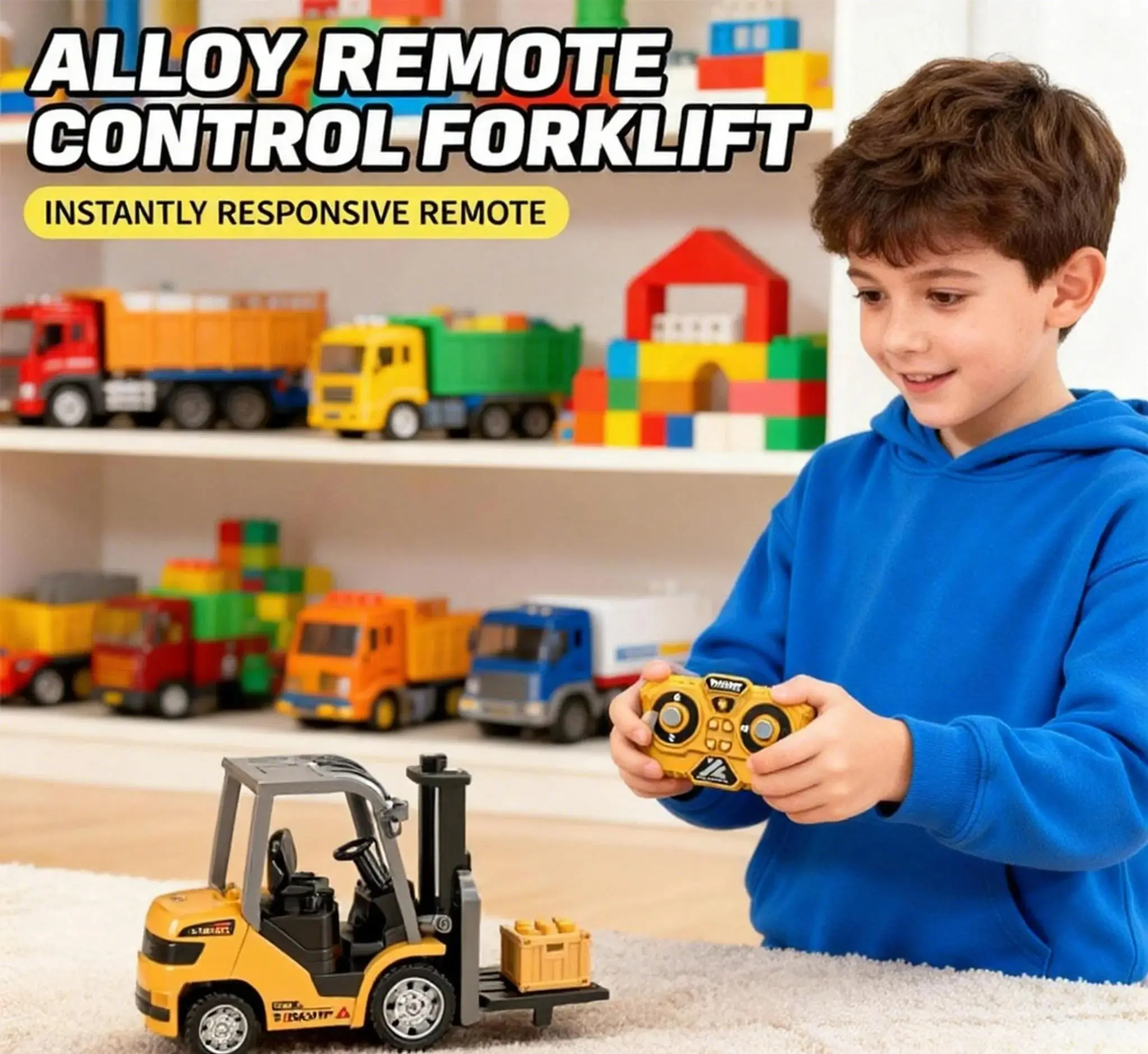 

1/64 RC Mini Alloy Forklift With Trailer Desktop Game Full-scale APP Remote Control Engineering Lift Truck Kids Toys Gifts