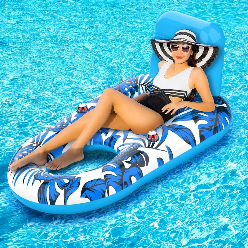 

Inflatable Floating Pool Large Floating Boat Sunbathing Tanning Adult Floating Lounge with Cup Stand
