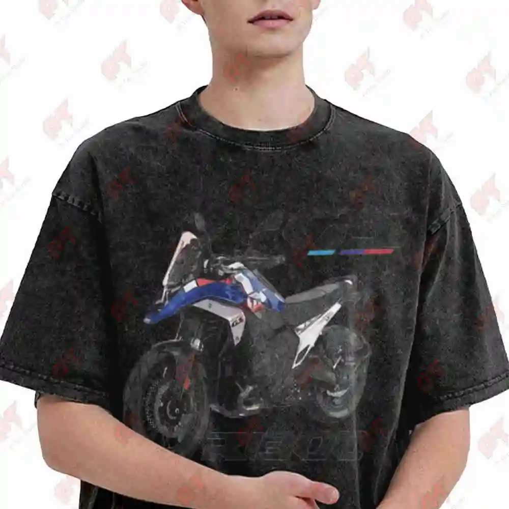 Motorrad R1300 GS Trophy Motorcycle Biker MC Motorclub Logo Vintage Washed Tee Pure Cotton T-Shirt