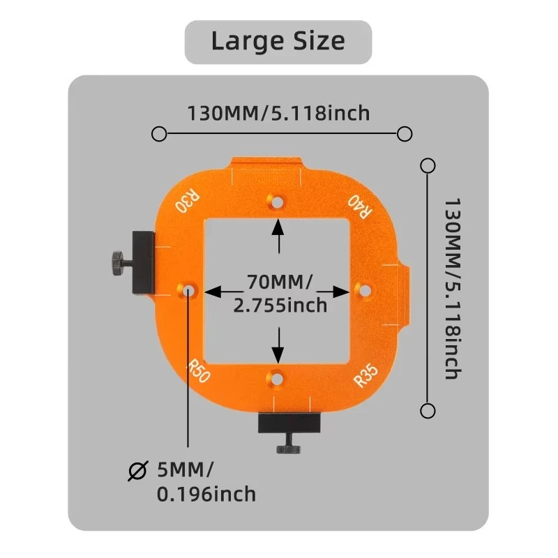 Aluminum Alloy Arc Angle Positioning Template, R10-R50 Wear-Resistant 4-in-1 Corner Jig for Cabinet & Table Edge Processing