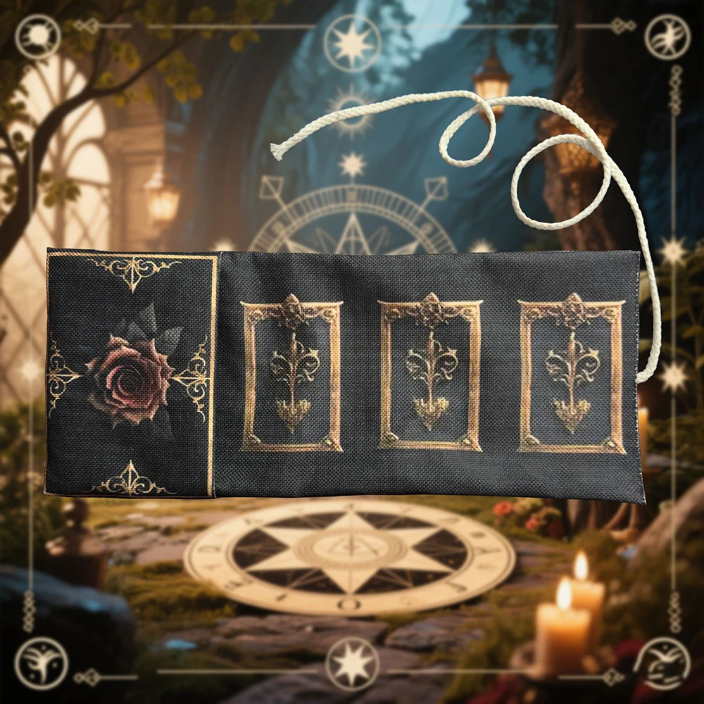 Retro Cross Tarot Aufbewahrungstasche mit Blumenmuster Tarot Tischdecke für Wahrsagerei Wrap Pouch Oracle Cards Rune Aufbewahrungstasche