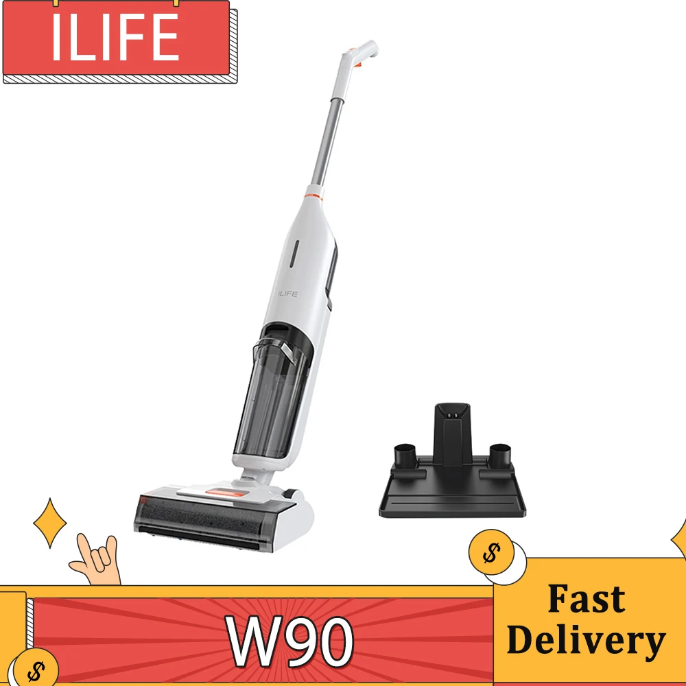 ILIFE W90 Cordless Wet Dry Vacuum Cleaner 3 in 1 Vacuum Mop and Wash SelfCleaning 700ml Water Tank 30Mins Runtime Voice Reminder