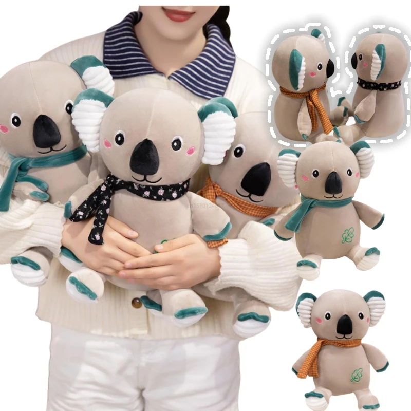 

Hot 30cm Soft Koala with Colour Scarf Plush Toys Simulation Cute Australia Koala Stuffed Animal Toys for Children Christmas Gift