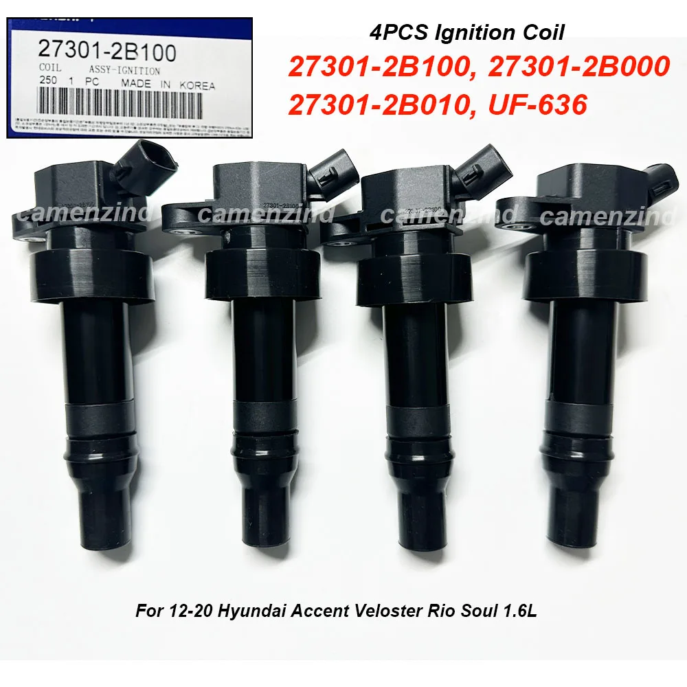 

4PCS Ignition Coil 27301-2B100 27301-2B000 27301-2B010 UF-652 For H-yundai Accent L4 1.6L For K-ia Rio L4 1.6L 273012B100