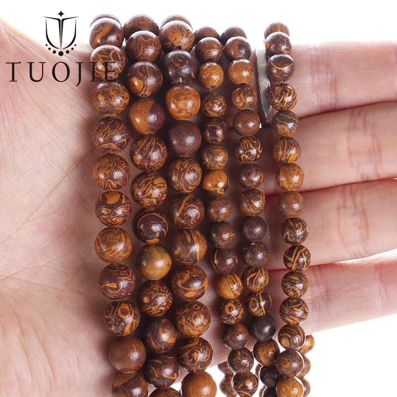 

6/8/10mm Cheap Genuine Natural AAA Calligraphy Mariam Jasper Gemstone Loose Beads Round 15''Jewelry DIY Bracelet Necklace Making