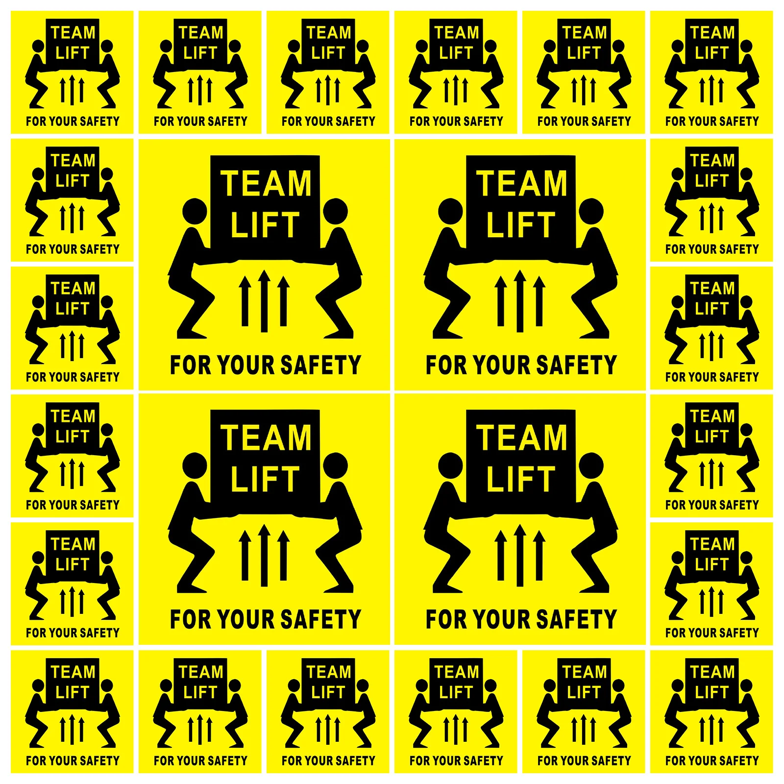 

200Pcs Team Lift Required Warning Sticker Heavy Object Lifting Safety Label for Factory Hospital Shipping Dock Self Adhesive