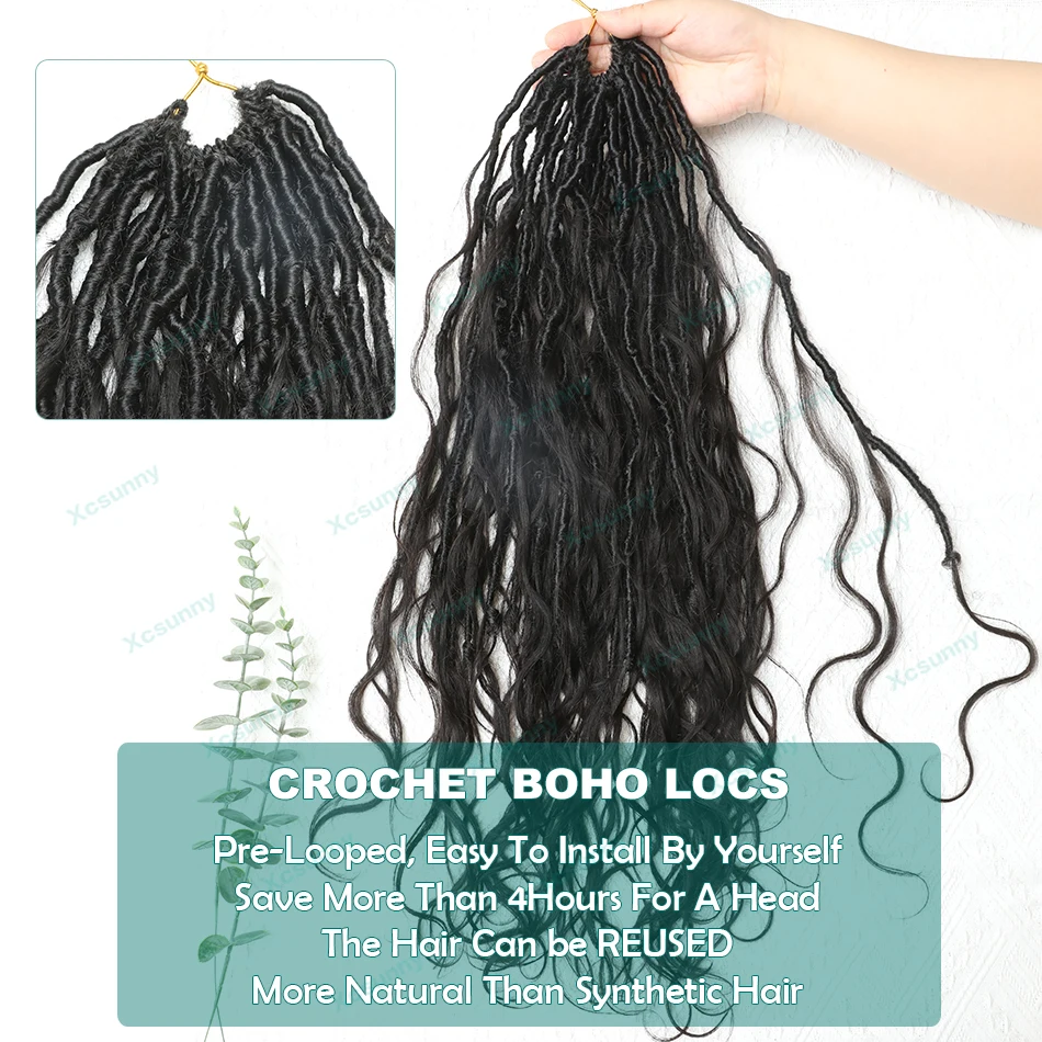 Locs finti Boho all'uncinetto pre-loop con estremità dell'onda del corpo dei capelli umani Trecce per capelli Boho Dea Dreadlocks Capelli per donne nere