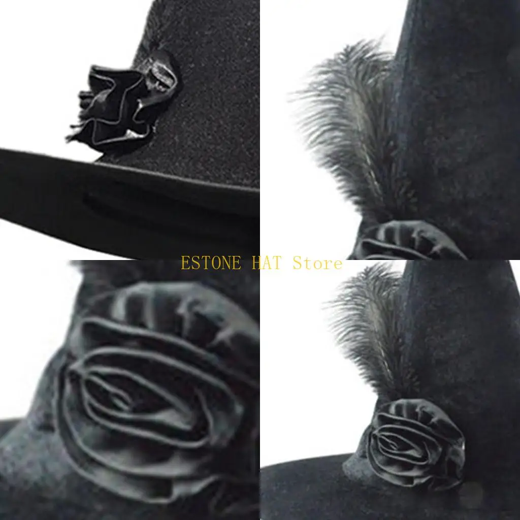 49MF Witch Hats For Women Wizard Hat Witches Halloween Cosplay Pointed Witch Hat