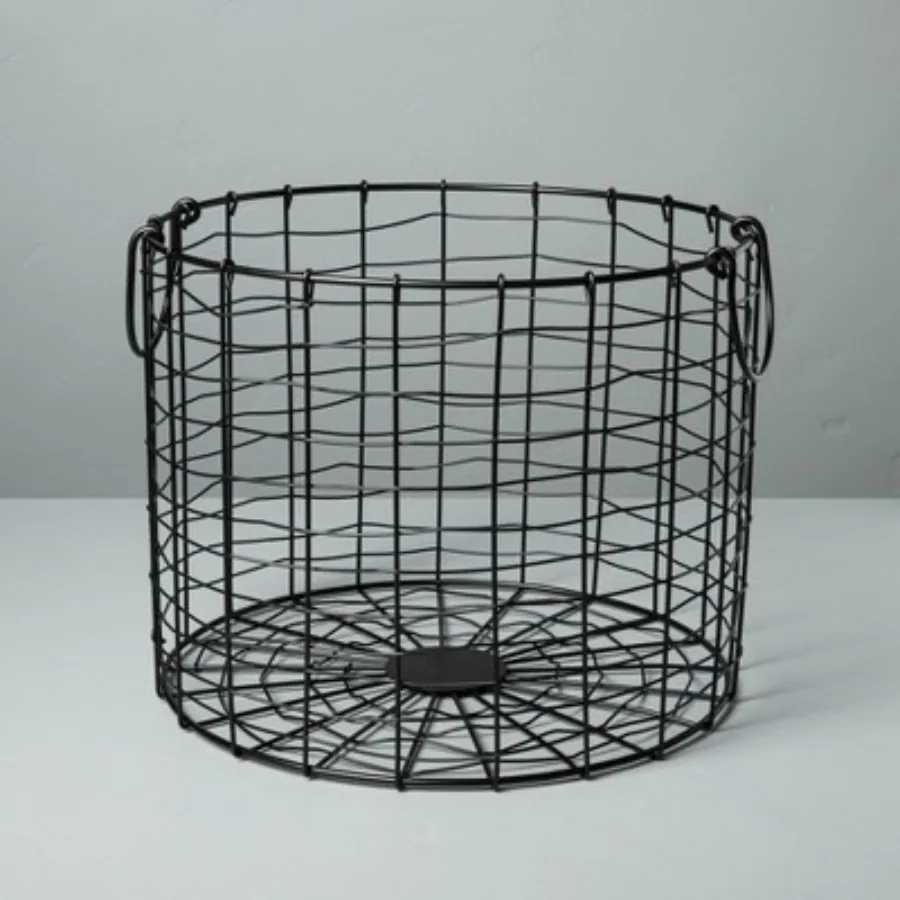 Round Wire Storage Basket with Handles Black， laundry basket ， basket  home organization and storage
