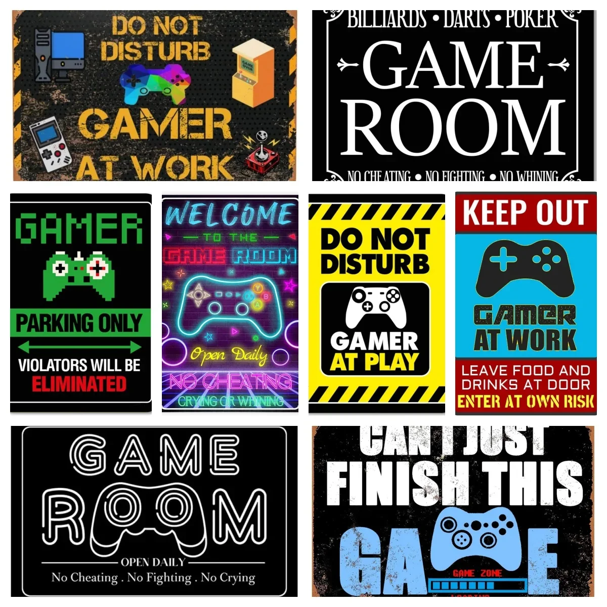 Funny Game Room Decor Metal Signs Do Not Disturb Gamer at Work Gift for Gamer Boy Gaming Room Wall Decorations 8 x 12 Inch