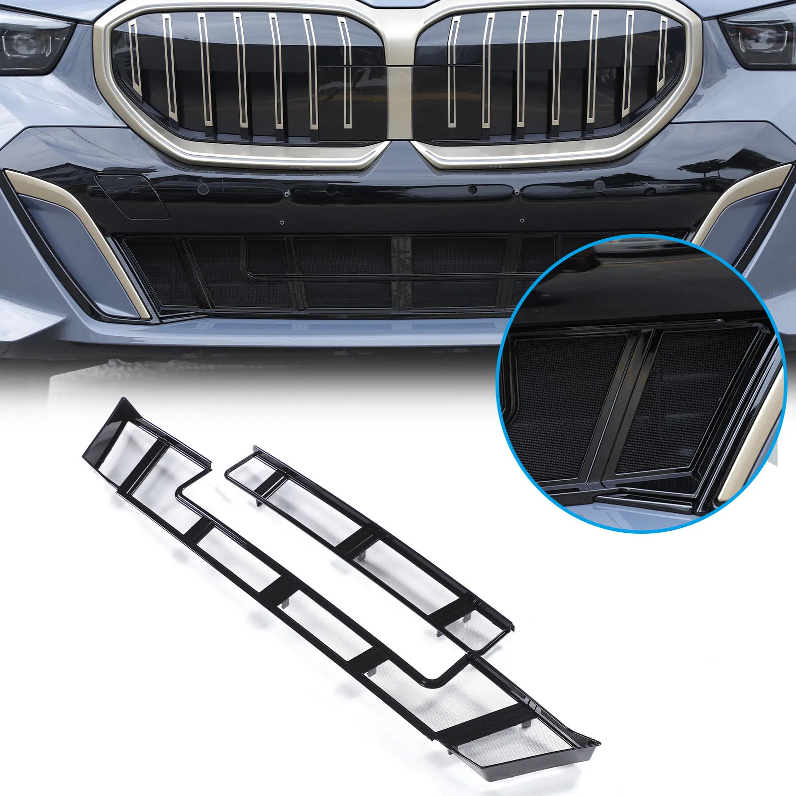 

Для BMW 5 серии I5 G60 2024-2026 ABS передняя решетка автомобиля воздухозаборник пылевой фильтр отделка автомобильные аксессуары (подходит для спортивной версии)