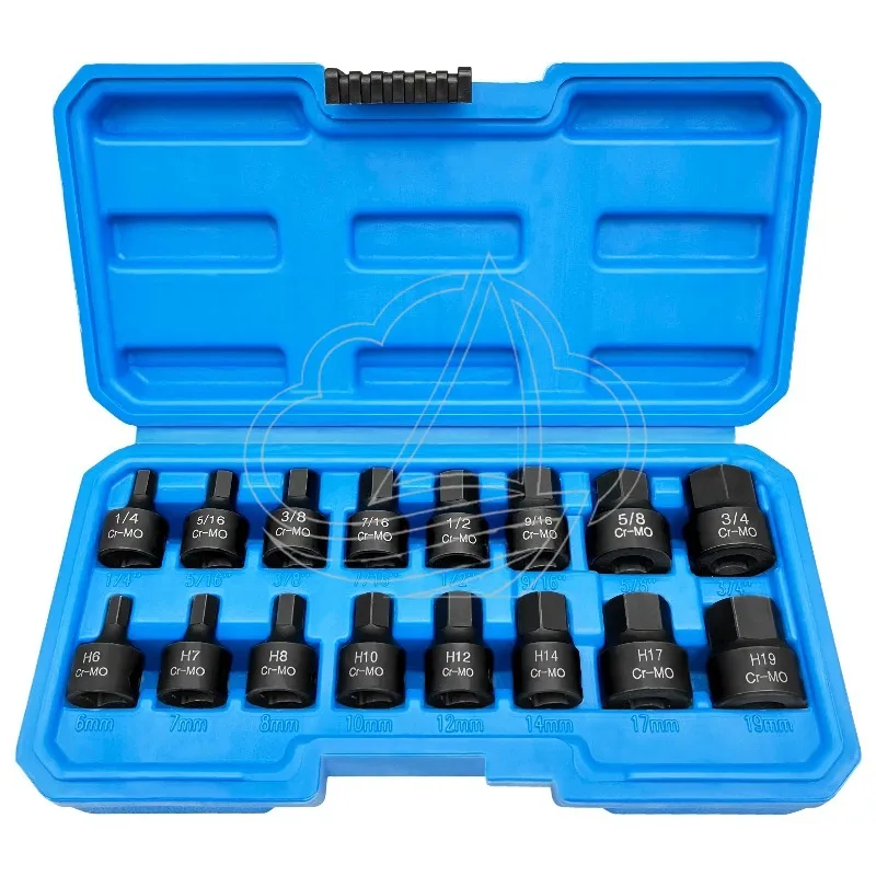 16Pcs Low Profile Impact Hex Driver Set 3/8