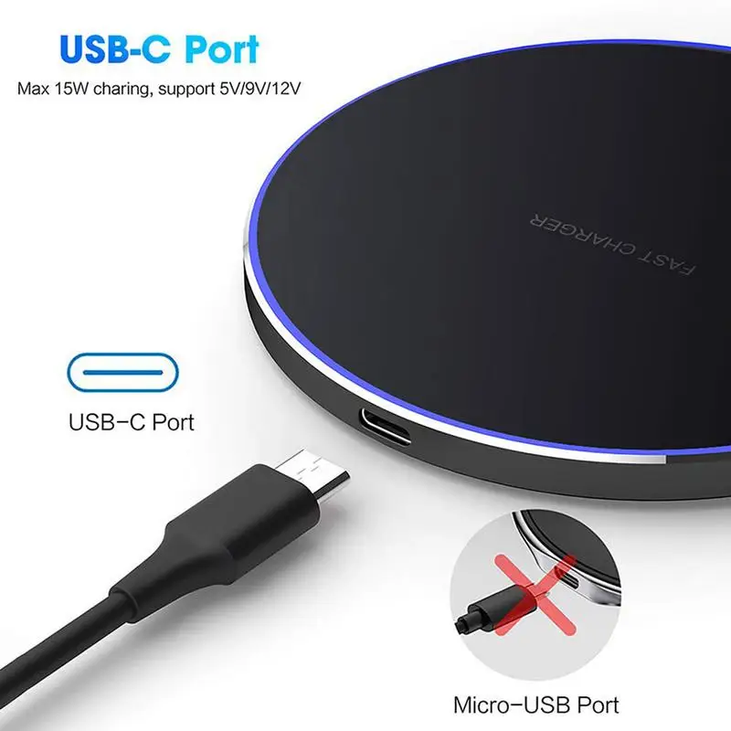 Wireless Charging Pad 15W Max Fast Charging Pad Charger Pad High-Speed Efficient For Electronics With Light For Phone Laptop