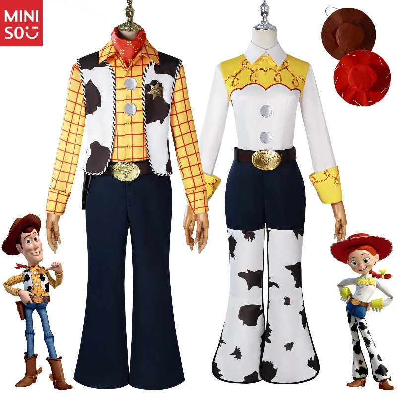 

Miniso Toy Story 4 Woody Jessie Cosplay, Cowboy Cowgirl Costume Full Set
