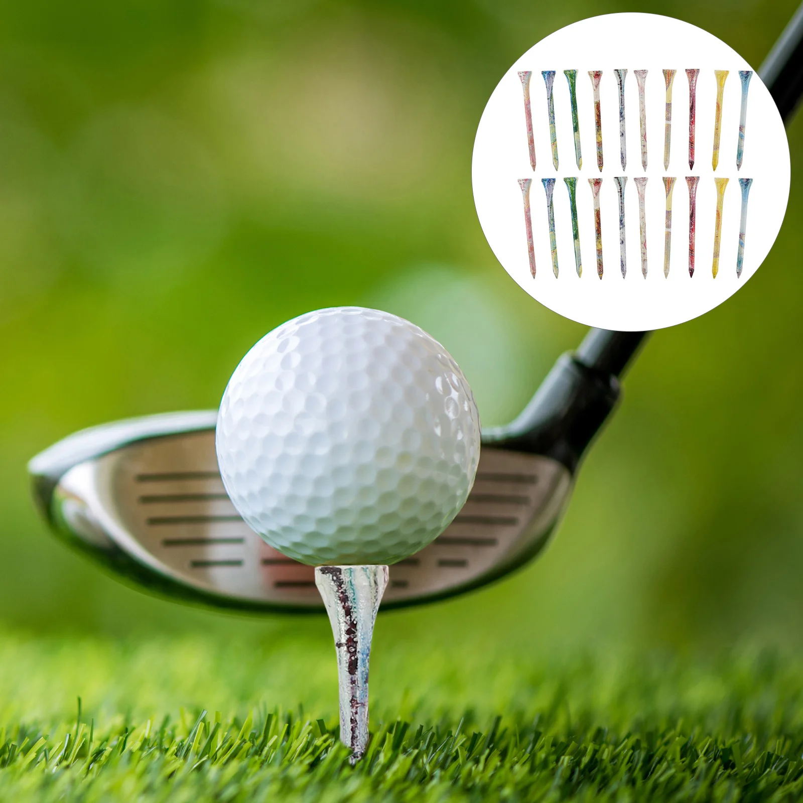 

50Pcs Golf Tees Wooden Professional Tall Sturdy Easy to Find Replaceable Golf Ball Stands Wear-Resist Convenient Training
