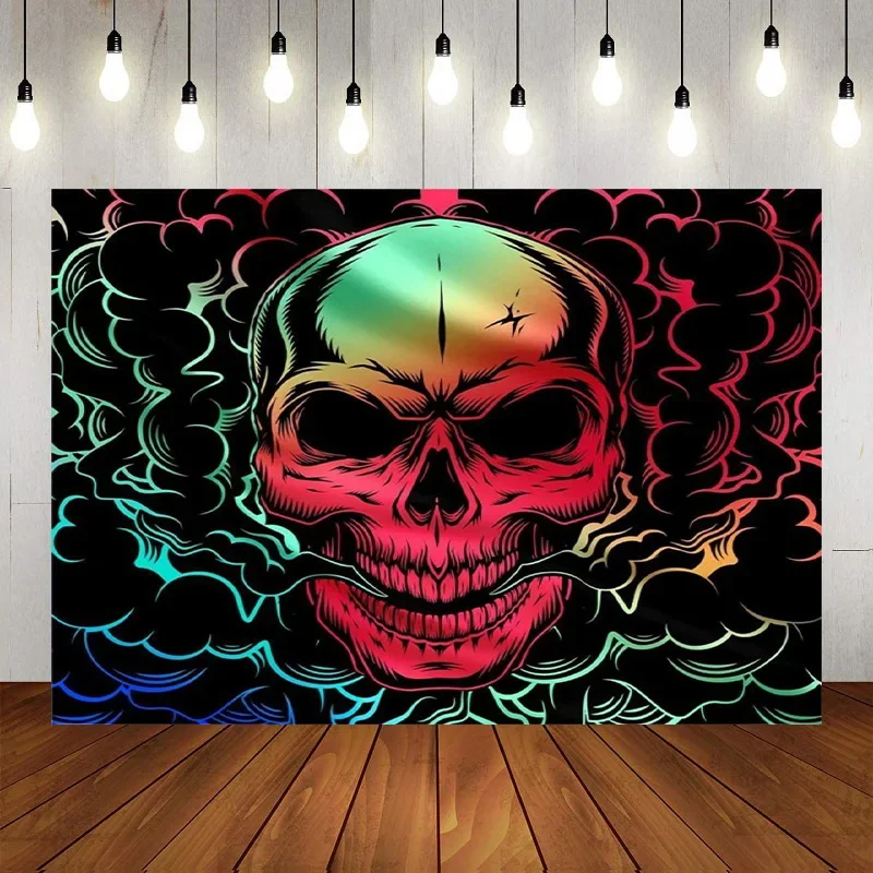 

Skull Blacklight Tapestry Reactive Party Glow Dark Background Trippy Starry Sky Bedroom Photobooth Backdrop Decor Banner