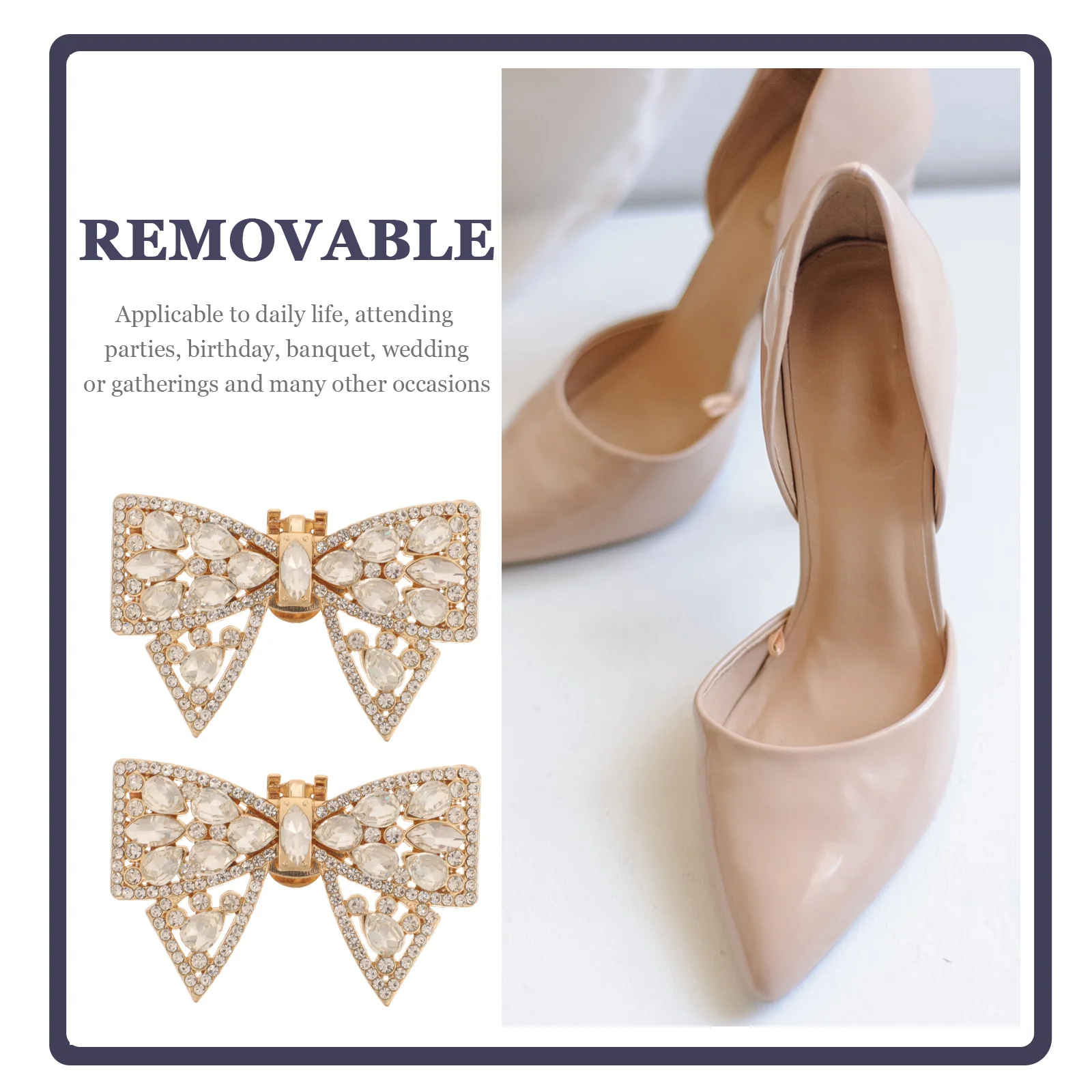 

1 Pair Shoe Clips Bowknot Rhinestone Decor For Pumps Heel Women Wedding Bridal Shoes Buckle Accessories Sparkling Shoe Jewelry
