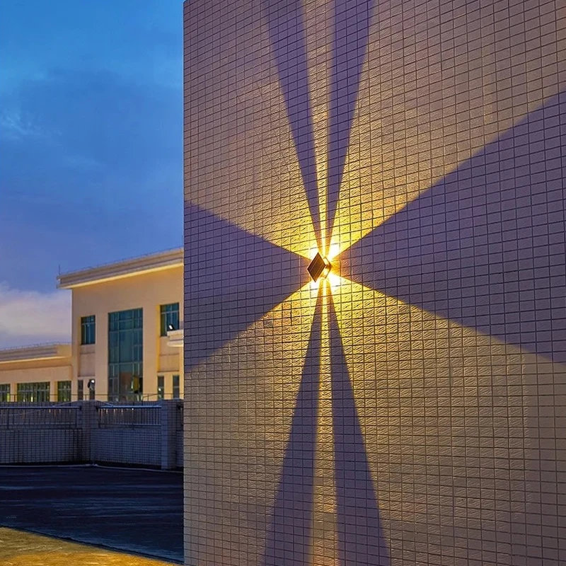 6LED Beads Solar Convex Mirror Up And Down Light 2-toned  Wall Lamps Waterproof Solar Powered