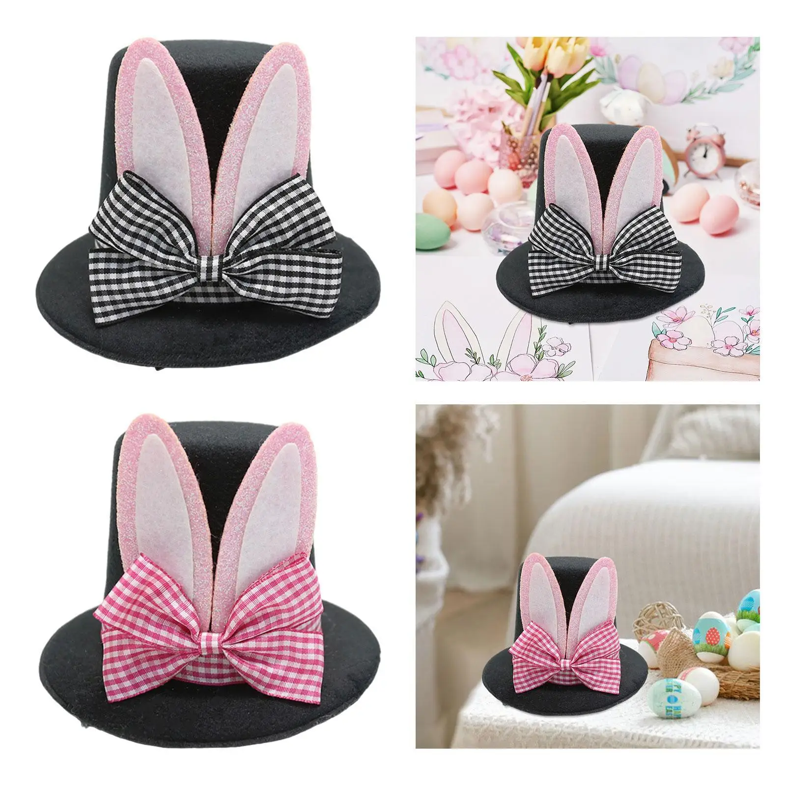 قبعة علوية بمشبك شعر، تلبيس غطاء الرأس، دعامة للصور، فيونكة منقوشة، إكسسوار شعر عيد الفصح لمستلزمات حفلات الهالوين التنكرية والعطلات